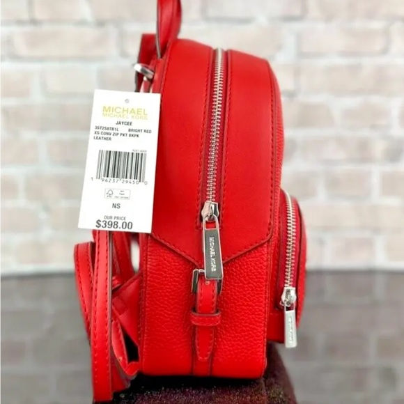 MICHAEL KORS JAYCEE LEATHER XS BACKPACK SHOULDER BAG $398 Bright Red - Picture 5 of 7